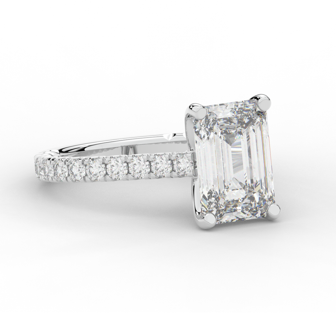 4.25CT.TW EMERALD CUT LAB DIAMOND SOLITAIRE ENGAGEMENT RING