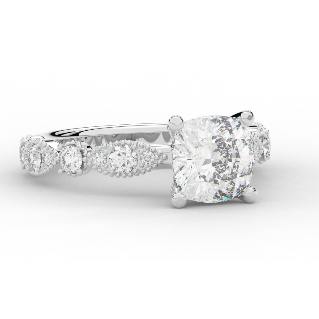 2.50CT.TW CUSHION LAB DIAMOND SOLITAIRE ENGAGEMENT RING