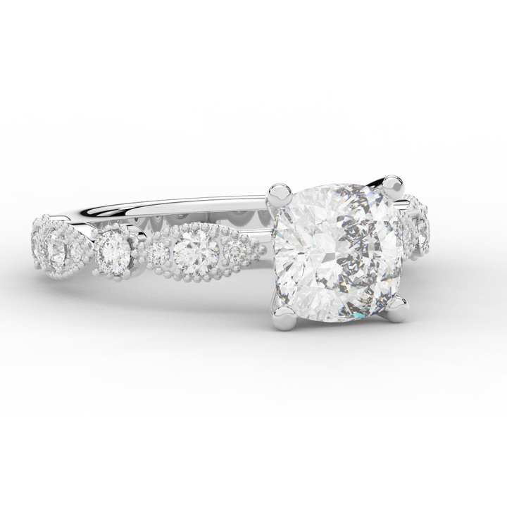 2.50CT.TW CUSHION LAB DIAMOND SOLITAIRE ENGAGEMENT RING