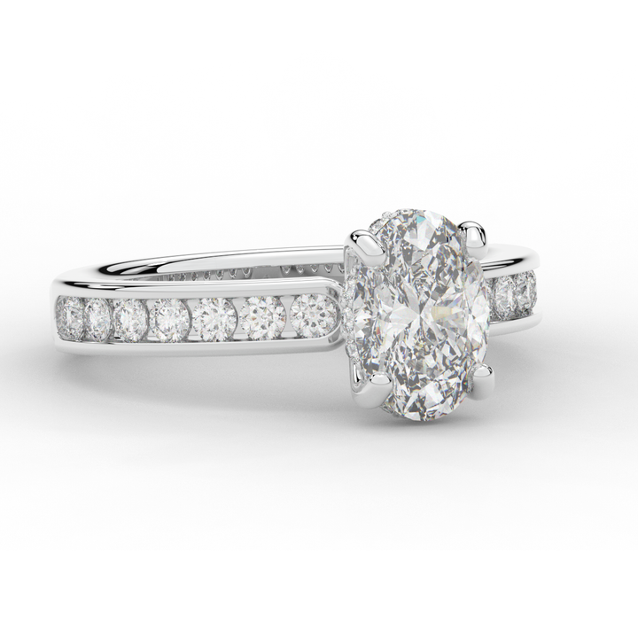 1.95CT.TW OVAL LAB DIAMOND UNDERHALO ENGAGEMENT RING