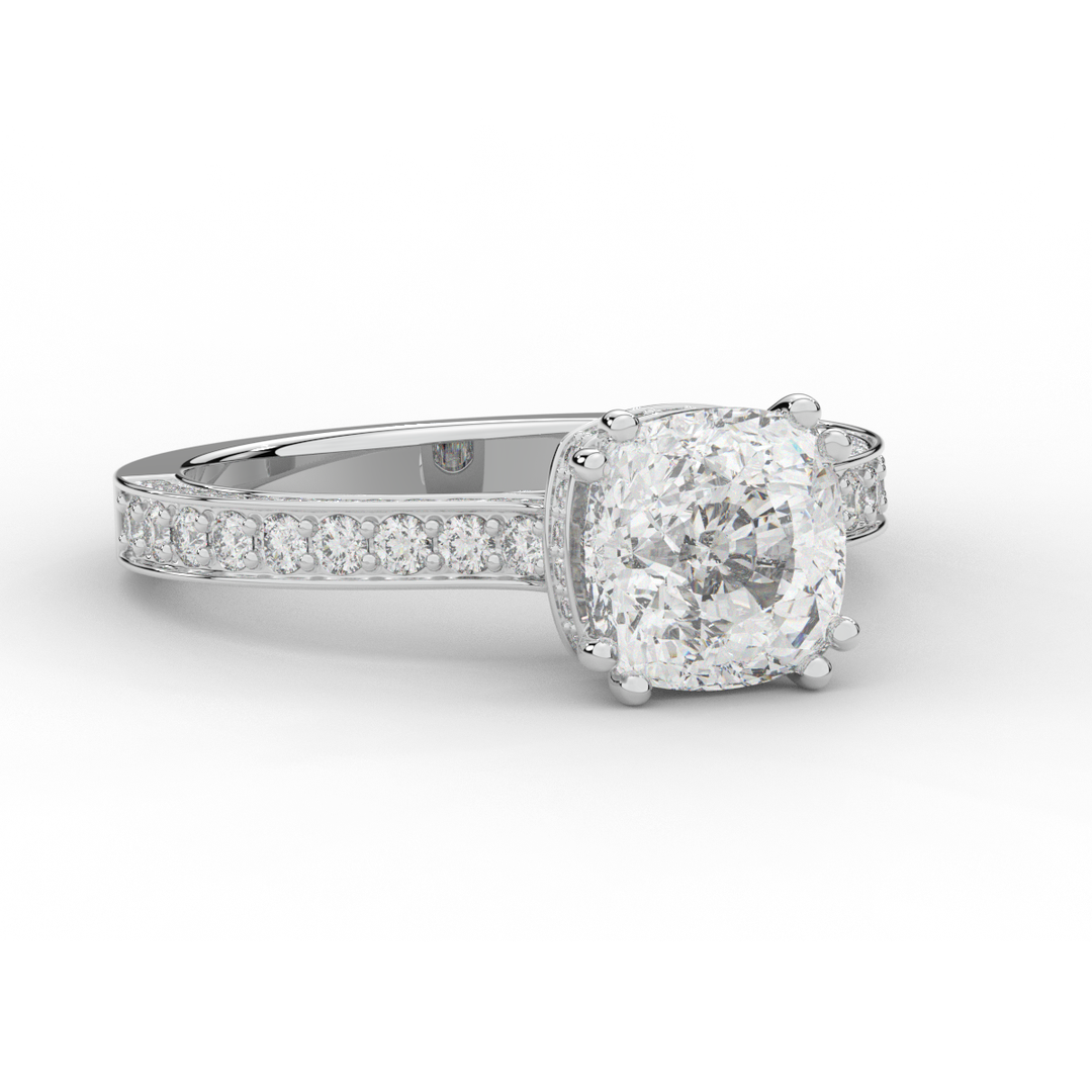 2.60CT.TW CUSHION LAB DIAMOND SOLITAIRE ENGAGEMENT RING