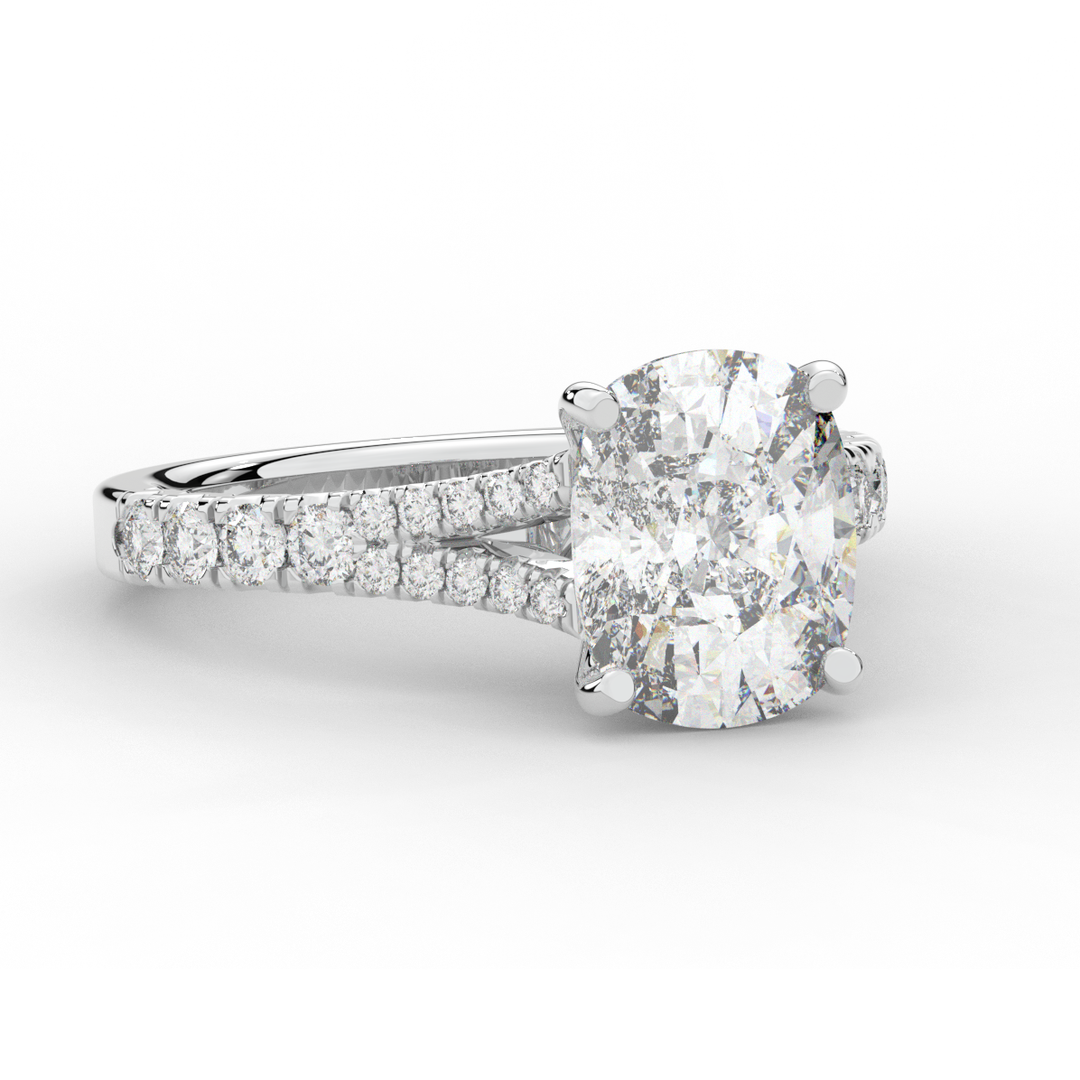 3.45CT.TW CUSHION LAB DIAMOND ENGAGEMENT RING