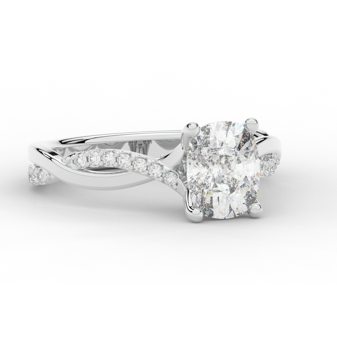 1.70CT.TW CUSHION LAB DIAMOND TWIST BAND ENGAGEMENT RING