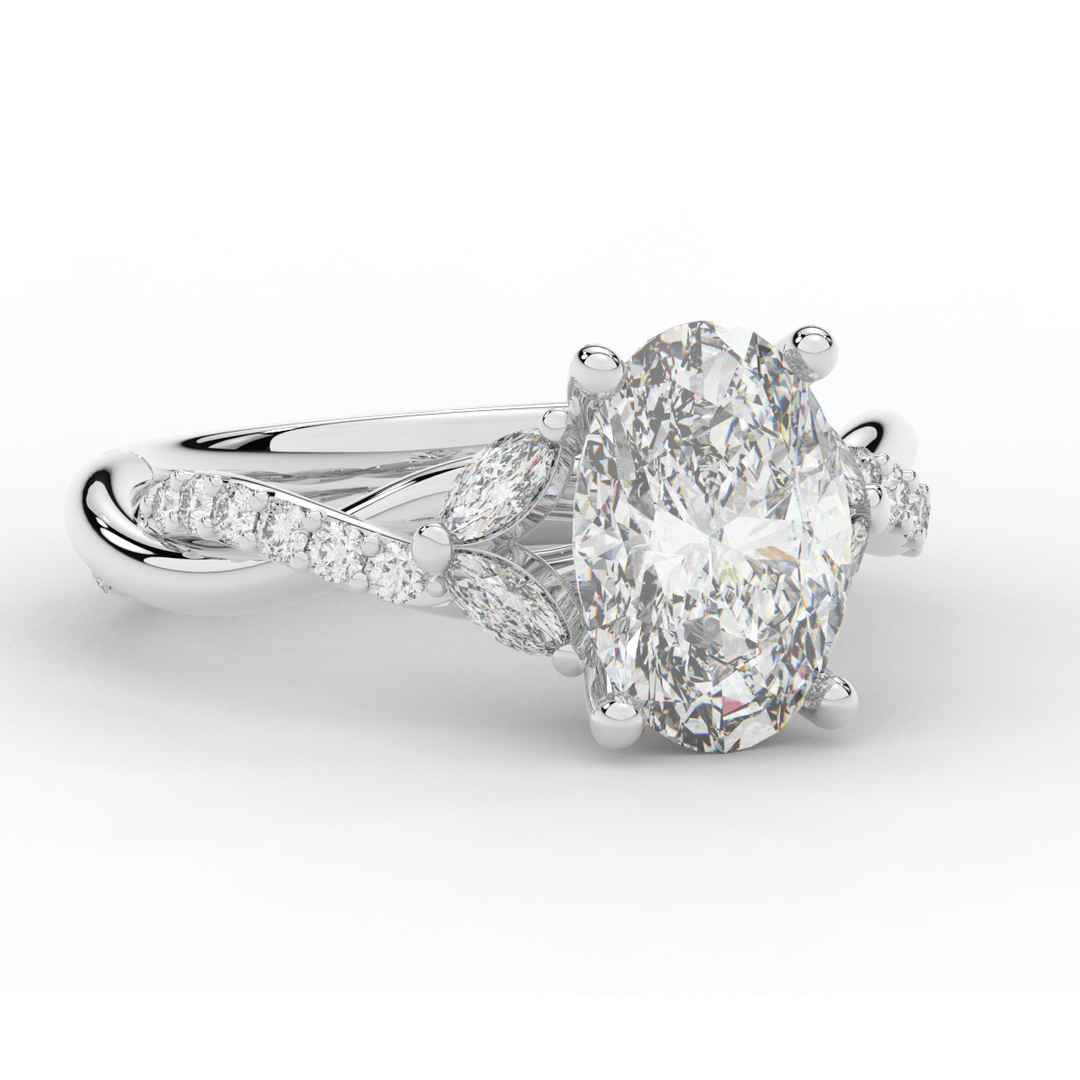 2.40CT.TW OVAL LAB DIAMOND TWIST ENGAGEMENT RING