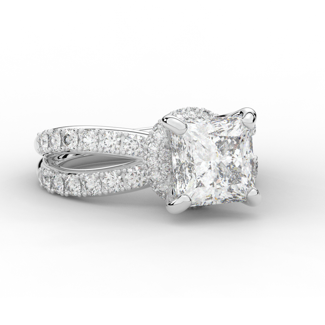 5.25CT.TW PRINCESS LAB DIAMOND ENGAGEMENT RING