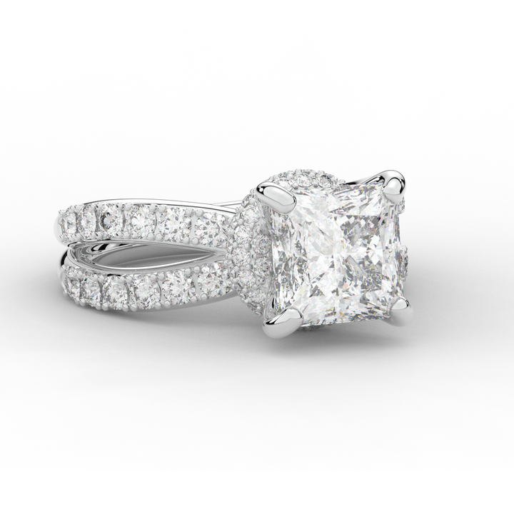 5.25CT.TW PRINCESS LAB DIAMOND ENGAGEMENT RING