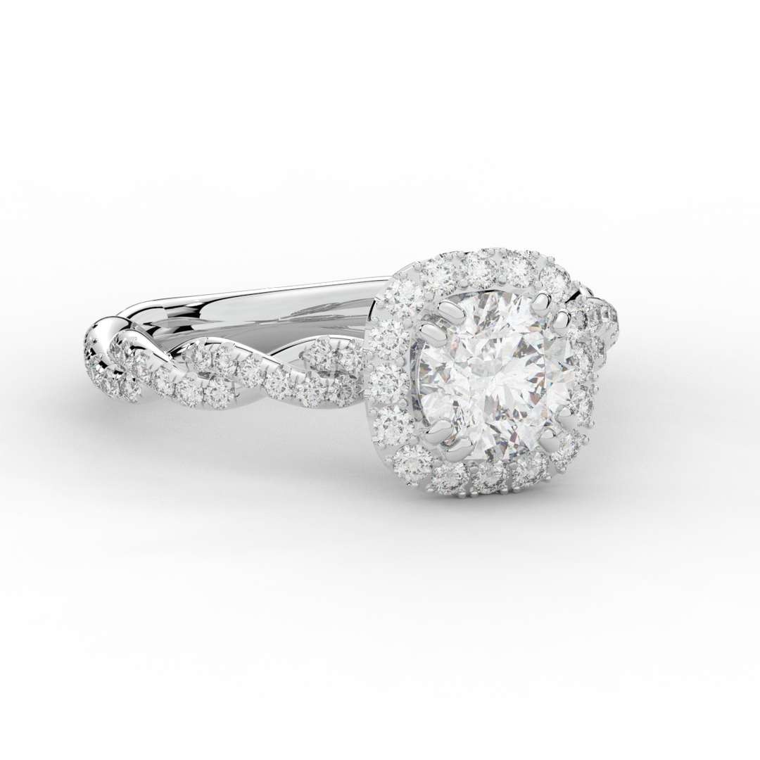 1.55CT.TW ROUND LAB DIAMOND HALO TWIST ENGAGEMENT RING