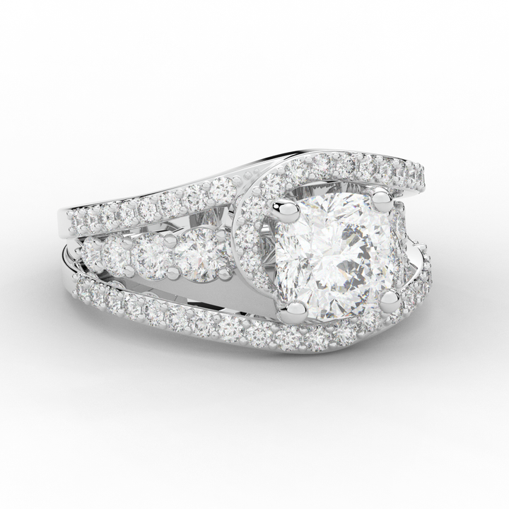 3.30CT.TW CUSHION LAB DIAMOND ENGAGEMENT RING