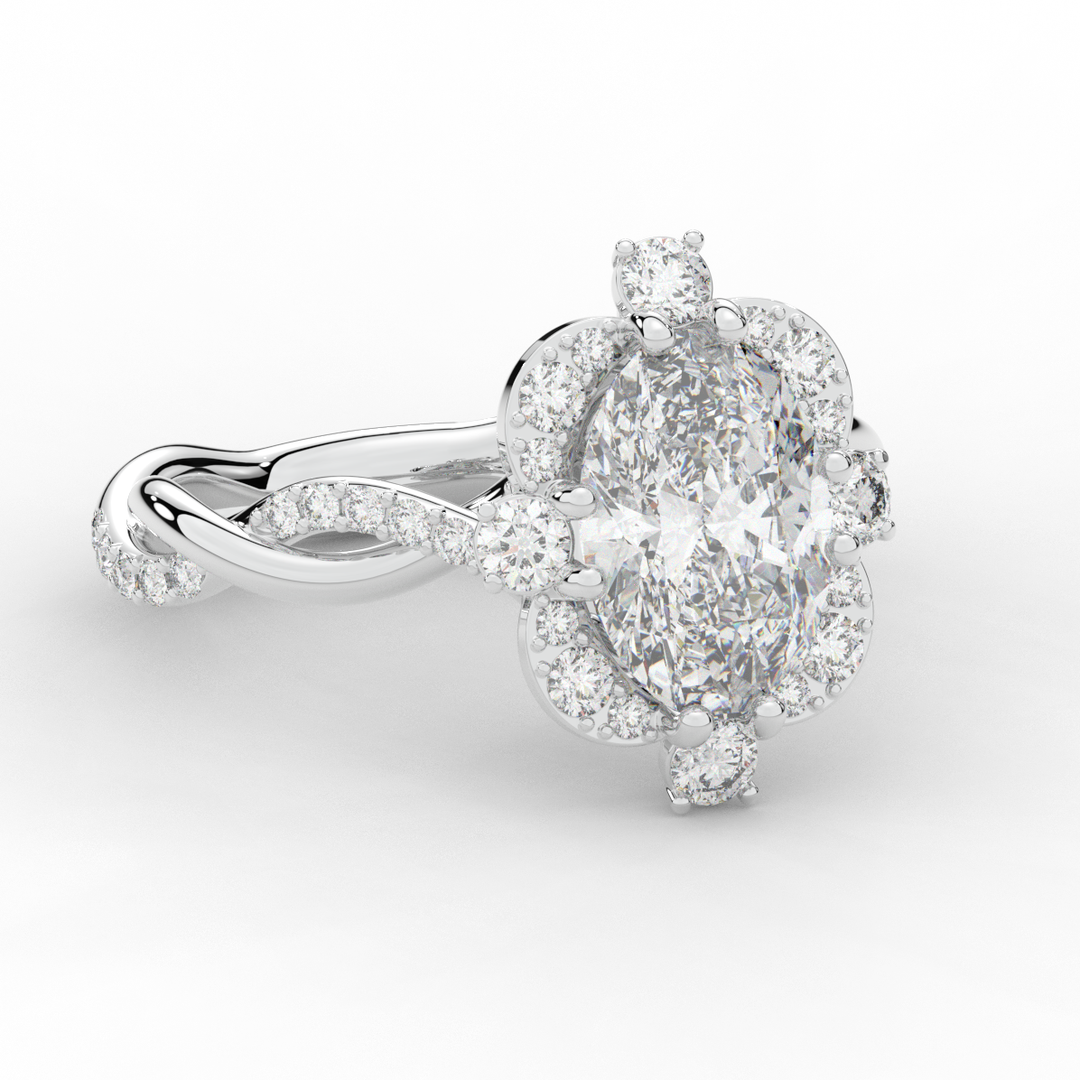 2.70CT.TW OVAL LAB DIAMOND HALO ENGAGEMENT RING