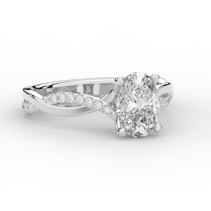 1.70CT.TW OVAL LAB DIAMOND TWIST BAND ENGAGEMENT RING