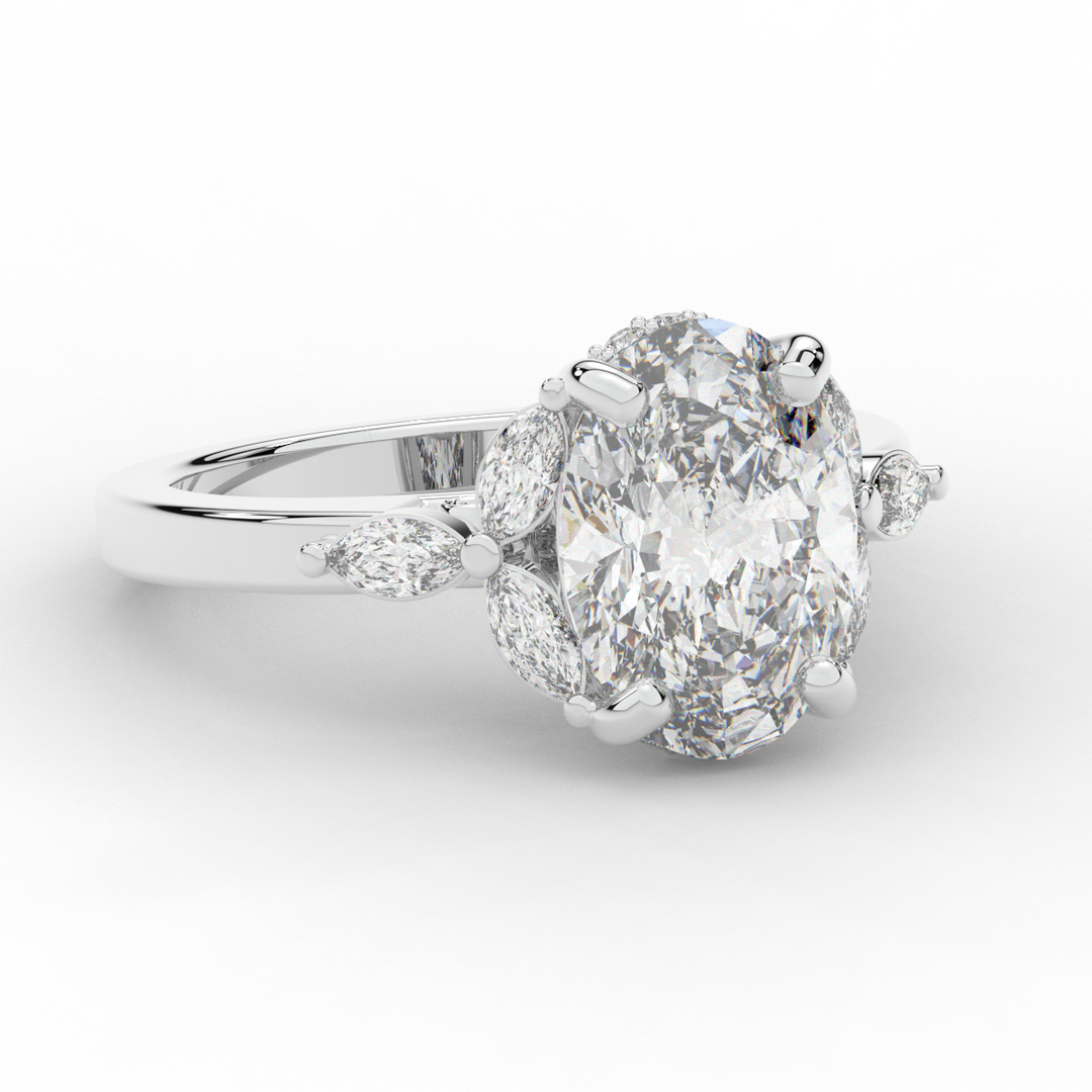 2.85CT.TW OVAL LAB DIAMOND ENGAGEMENT RING