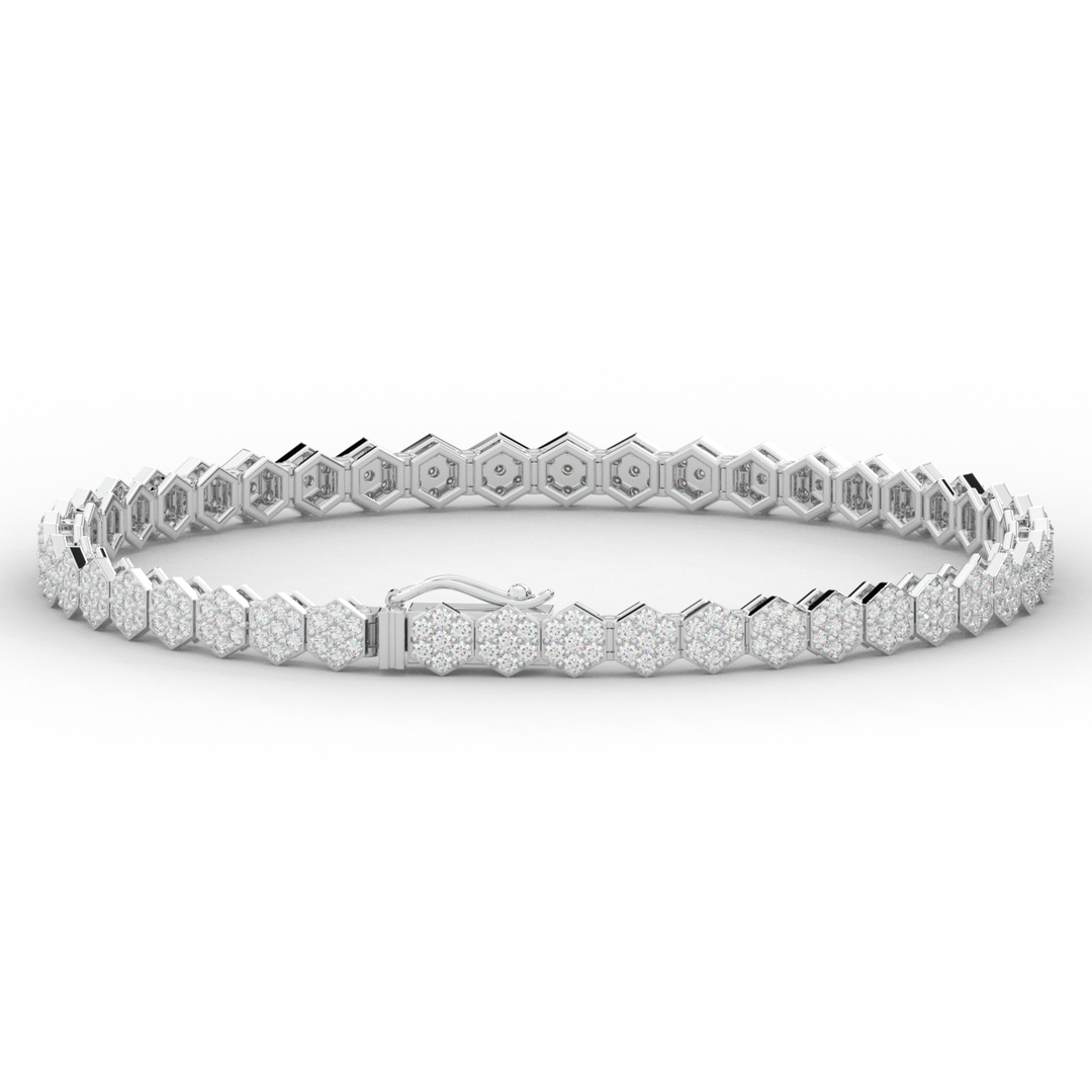 2.50CT.TW ROUND LAB DIAMOND CLUSTER TENNIS BRACELET - Nazarelle