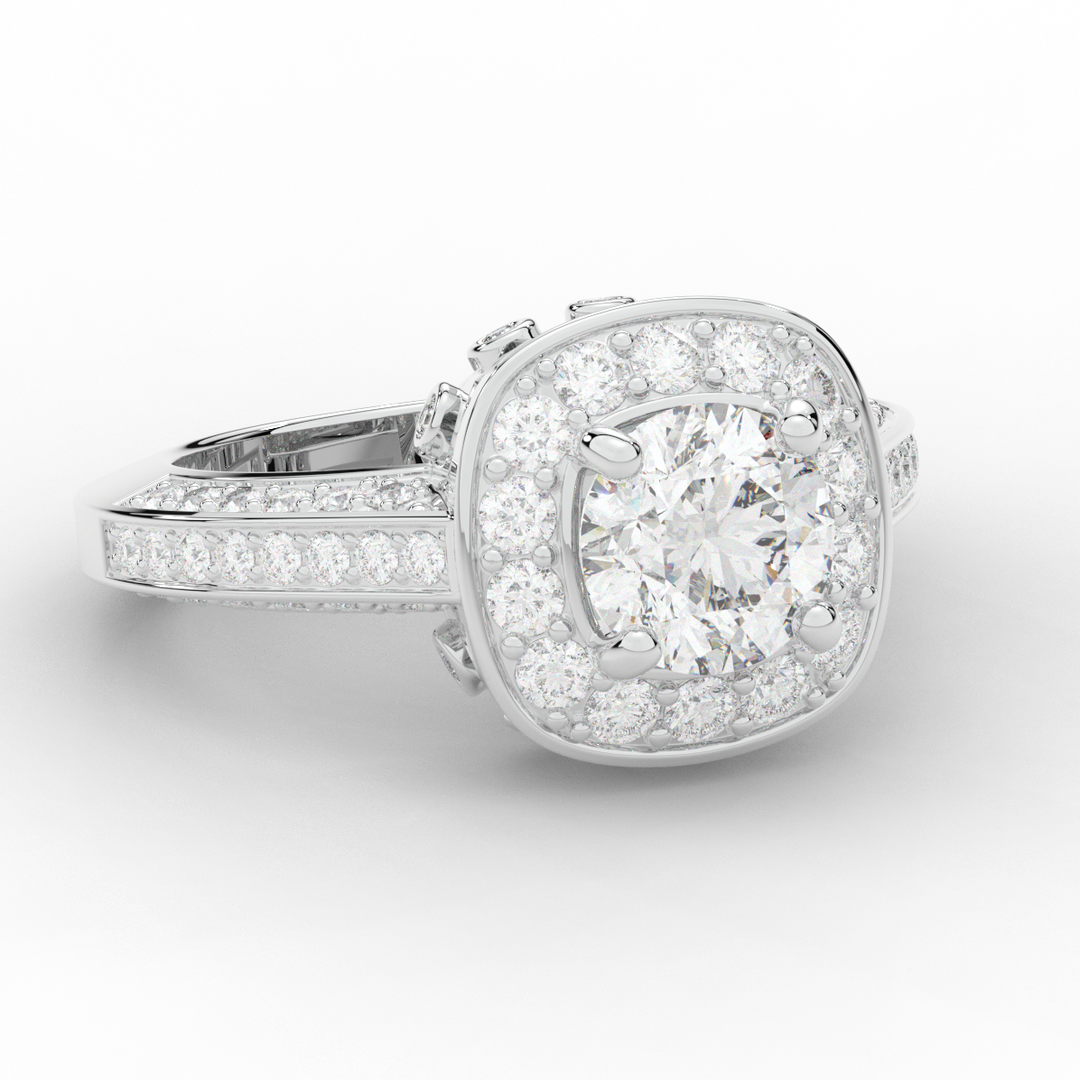 1.50CT.TW ROUND LAB DIAMOND HALO ENGAGEMENT RING