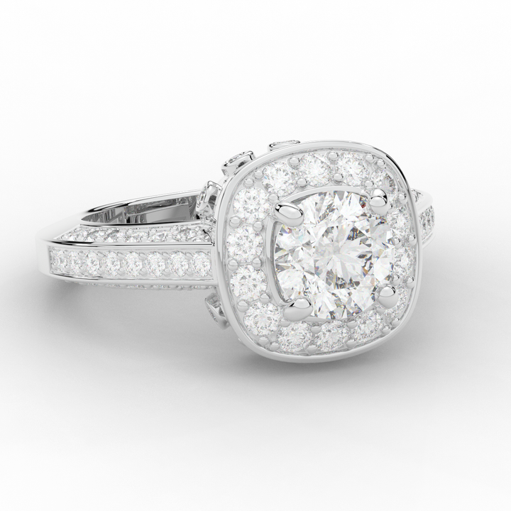 1.50CT.TW ROUND LAB DIAMOND HALO ENGAGEMENT RING