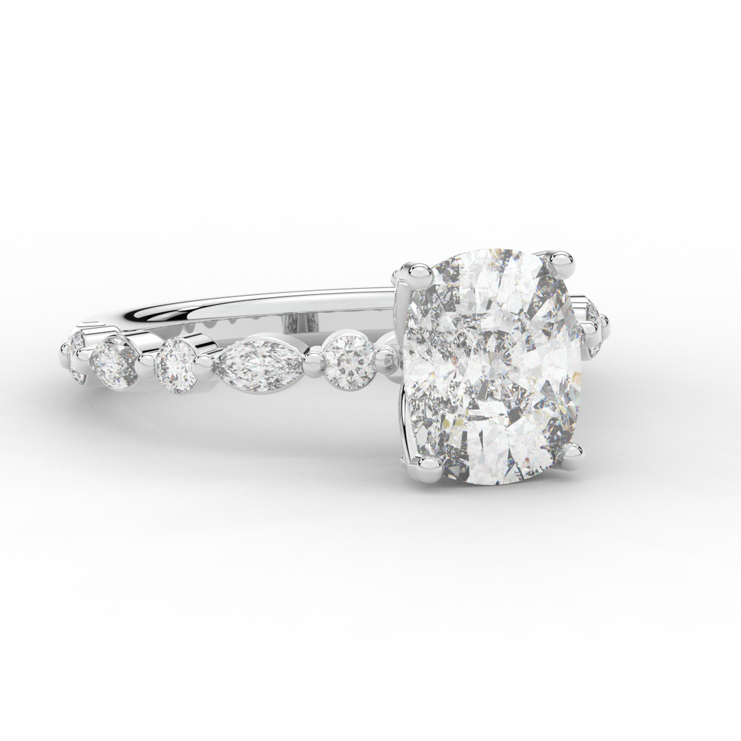 2.60CT.TW CUSHION LAB DIAMOND SOLITAIRE ENGAGEMENT RING