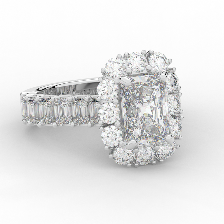 6.00CT.TW RADIANT LAB DIAMOND HALO ENGAGEMENT RING