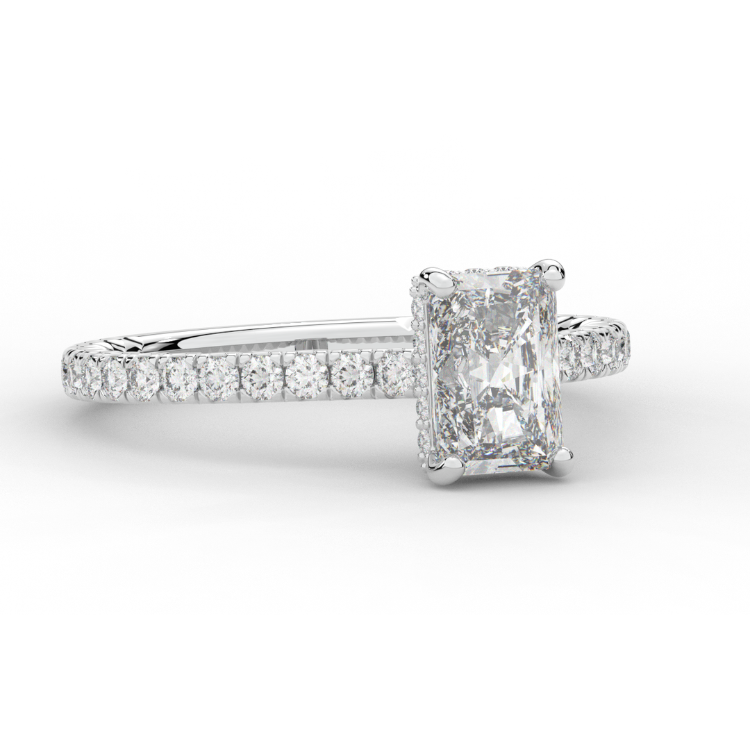 2.10CT.TW RADIANT LAB DIAMOND UNDERHALO SOLITAIRE ENGAGEMENT RING