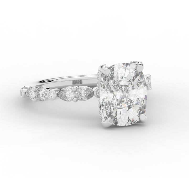 3.60CT.TW CUSHION LAB DIAMOND SOLITAIRE ENGAGEMENT RING