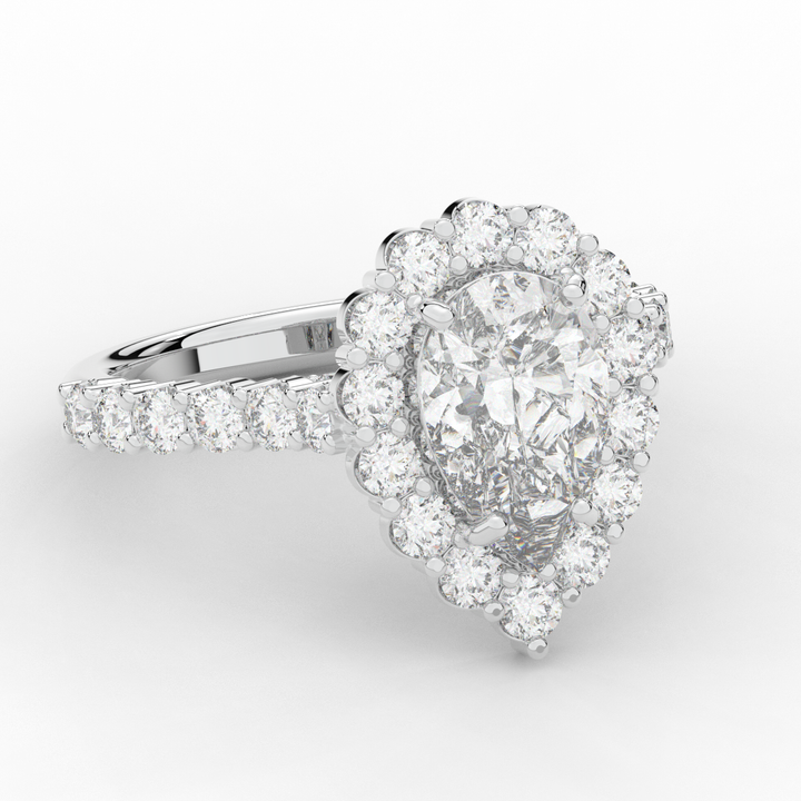 3.10CT.TW PEAR LAB DIAMOND HALO ENGAGEMENT RING