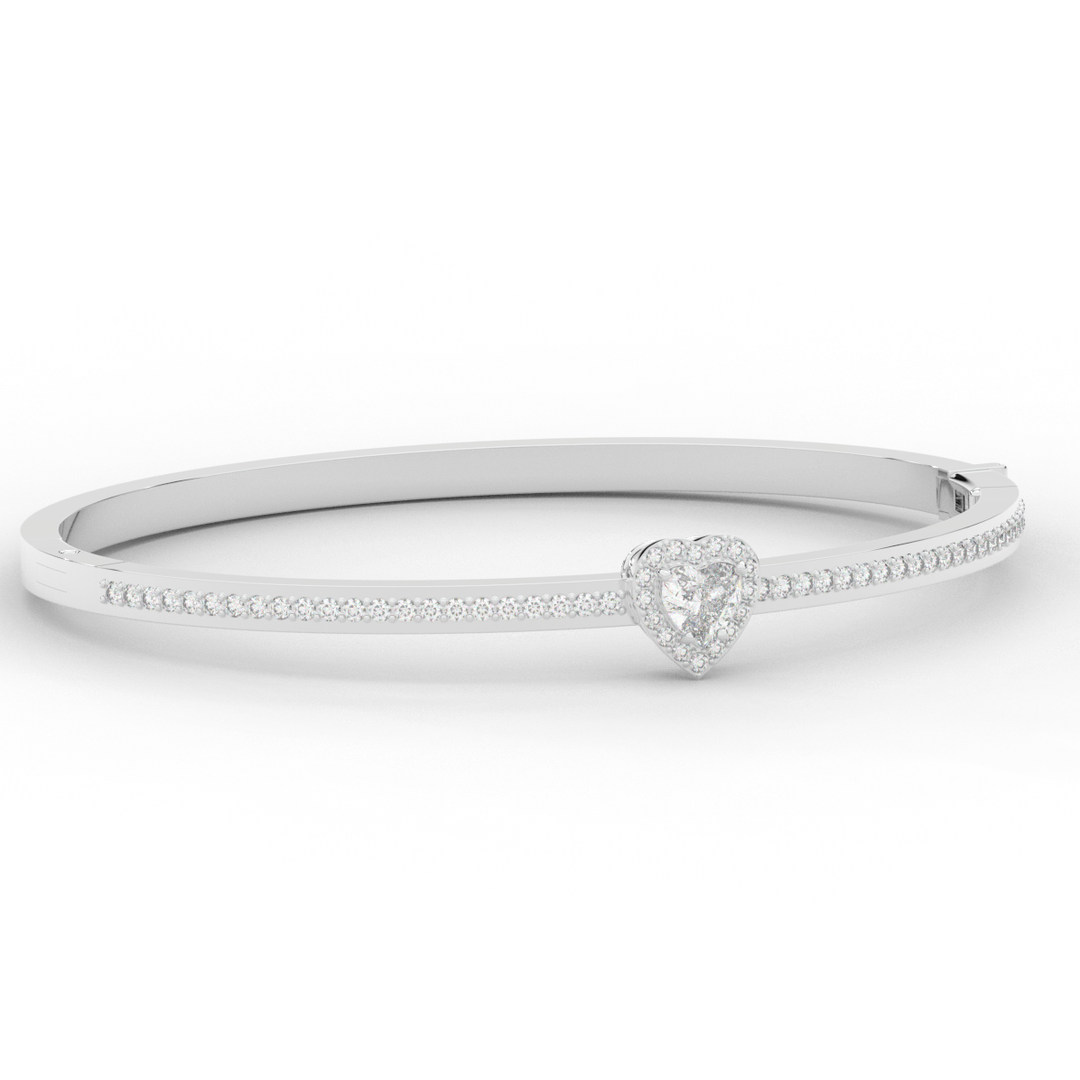 1.65CT.TW HEART AND ROUND LAB DIAMOND  BANGLE