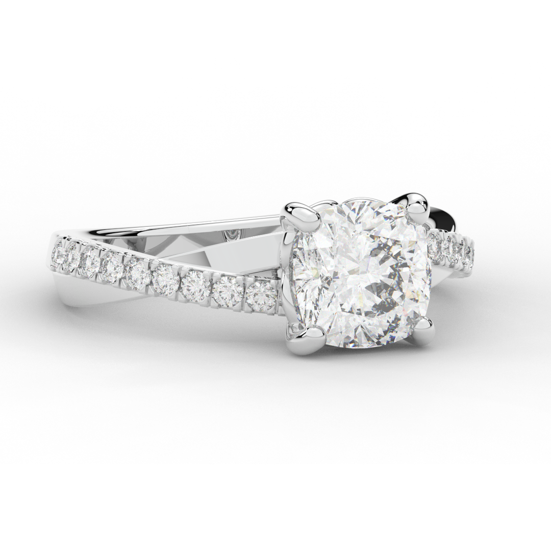 2.20CT.TW CUSHION LAB DIAMOND TWISTBAND ENGAGEMENT RING