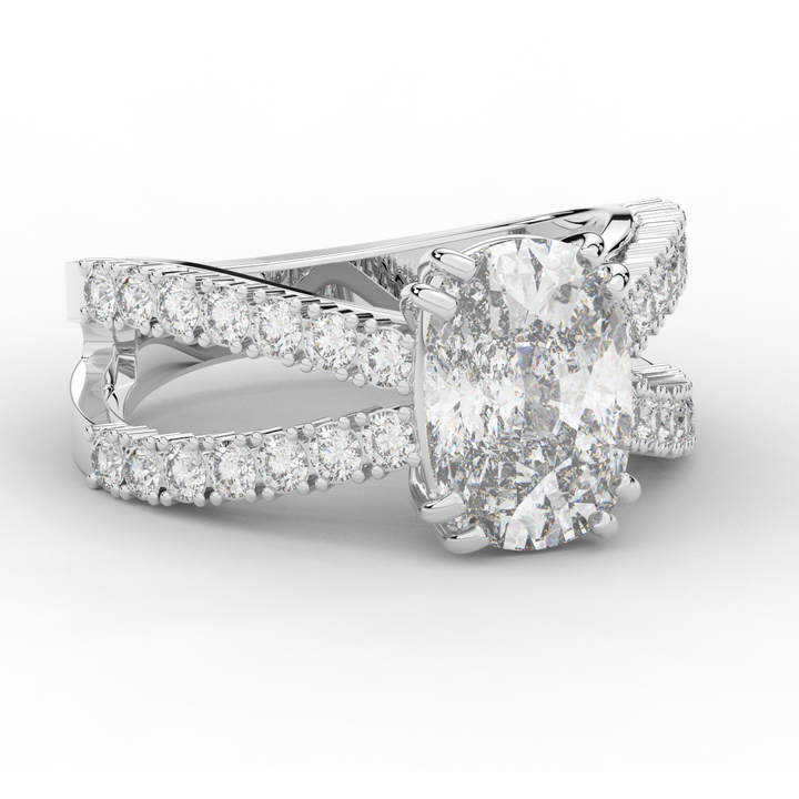 3.75CT.TW CUSHION LAB DIAMOND SPLIT BAND ENGAGEMENT RING