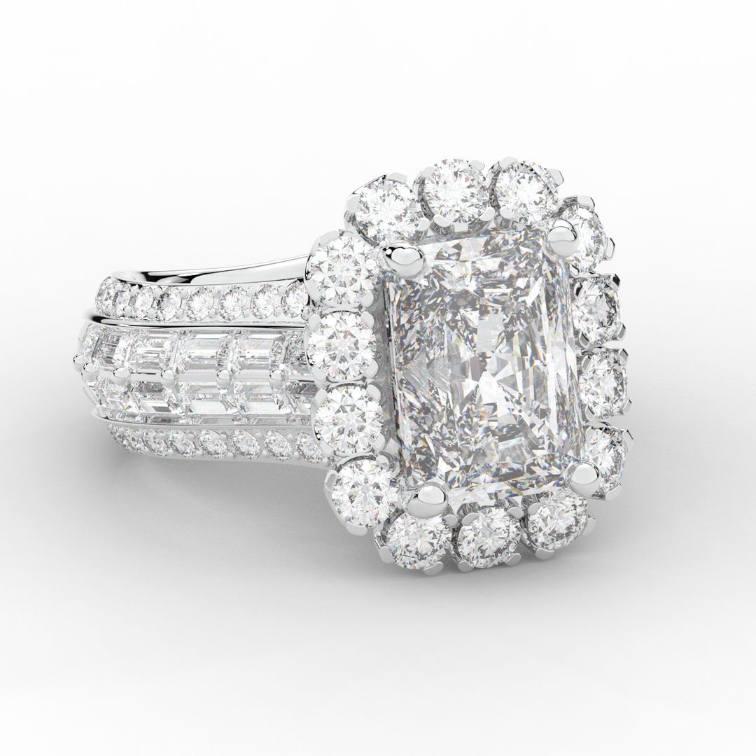 8.00CT.TW RADIANT LAB DIAMOND HALO ENGAGEMENT RING