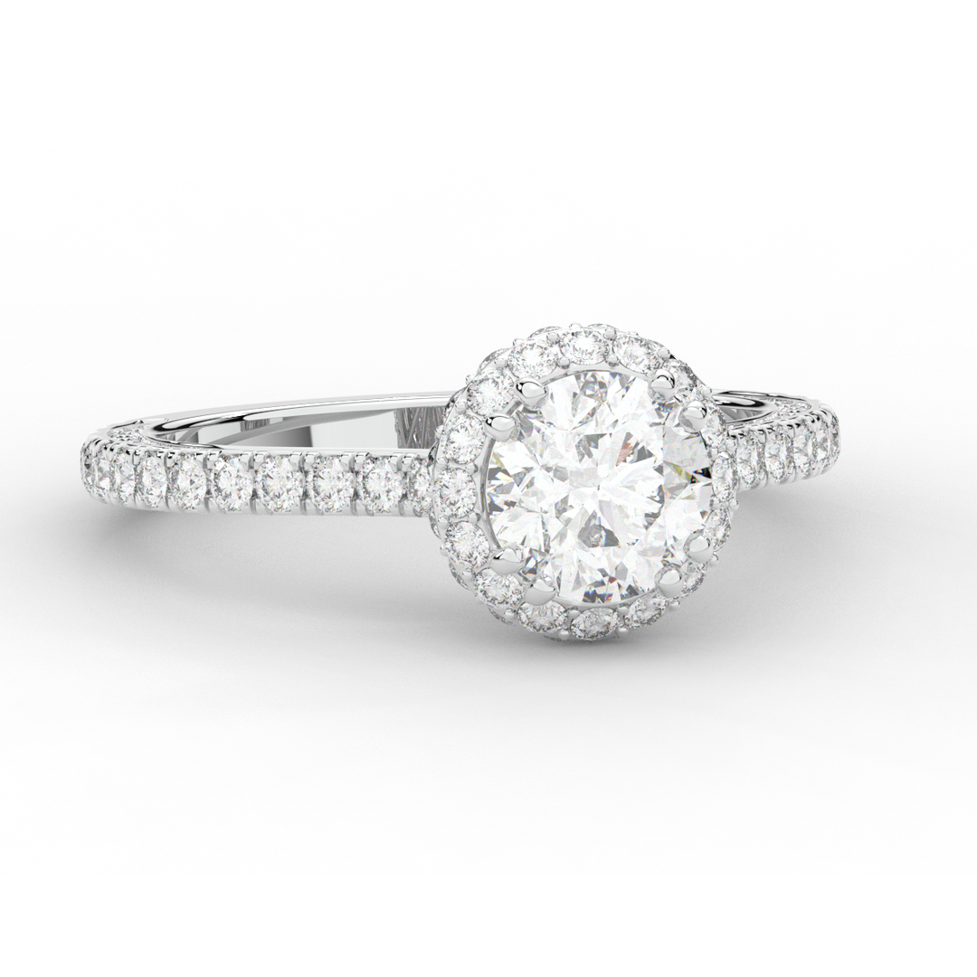 1.90CT.TW ROUND LAB DIAMOND HALO ENGAGEMENT RING