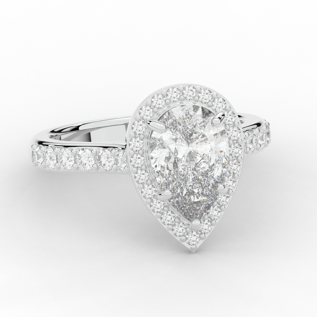 2.50CT.TW PEAR LAB DIAMOND HALO ENGAGEMENT RING