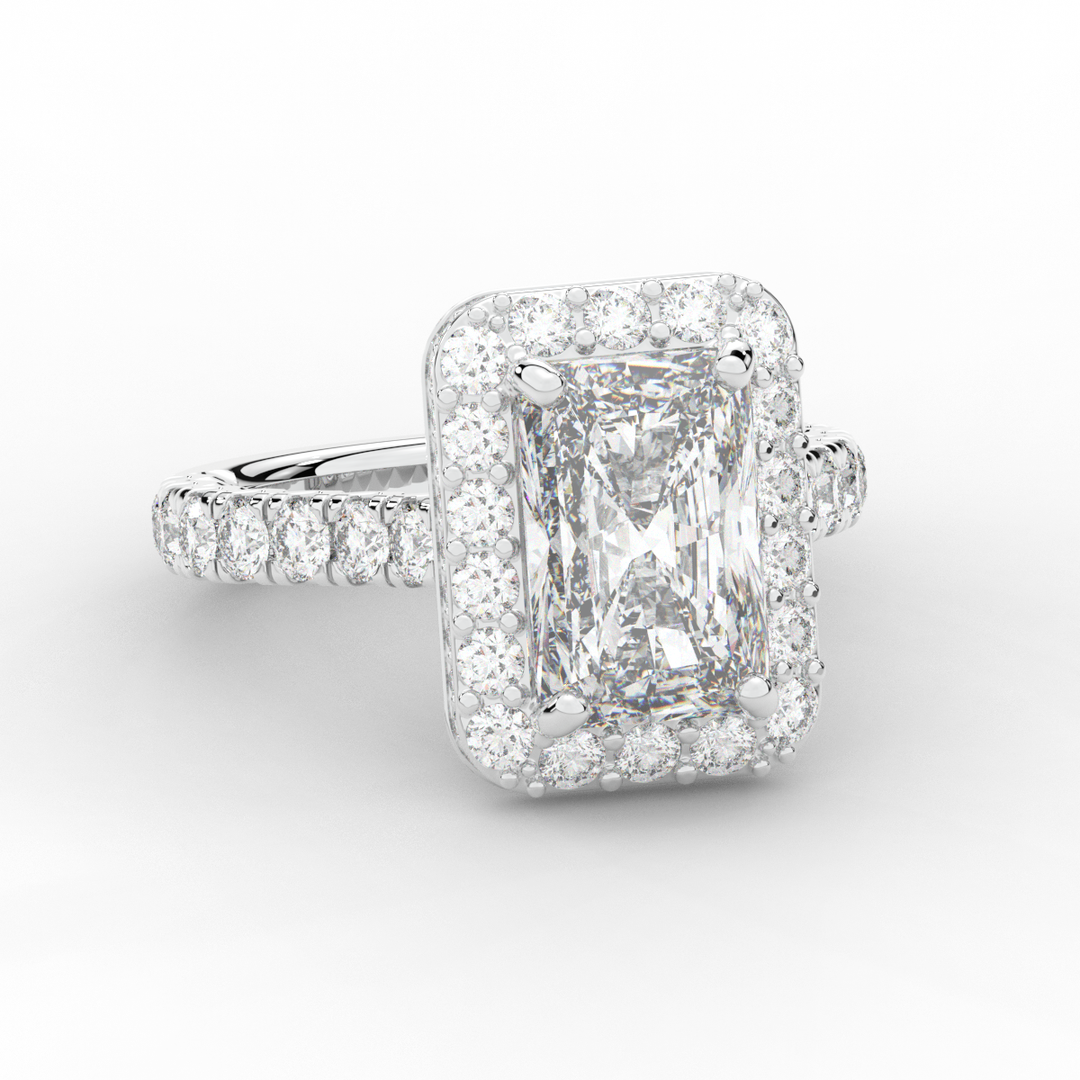 4.50CT.TW RADIANT LAB DIAMOND HALO ENGAGEMENT RING