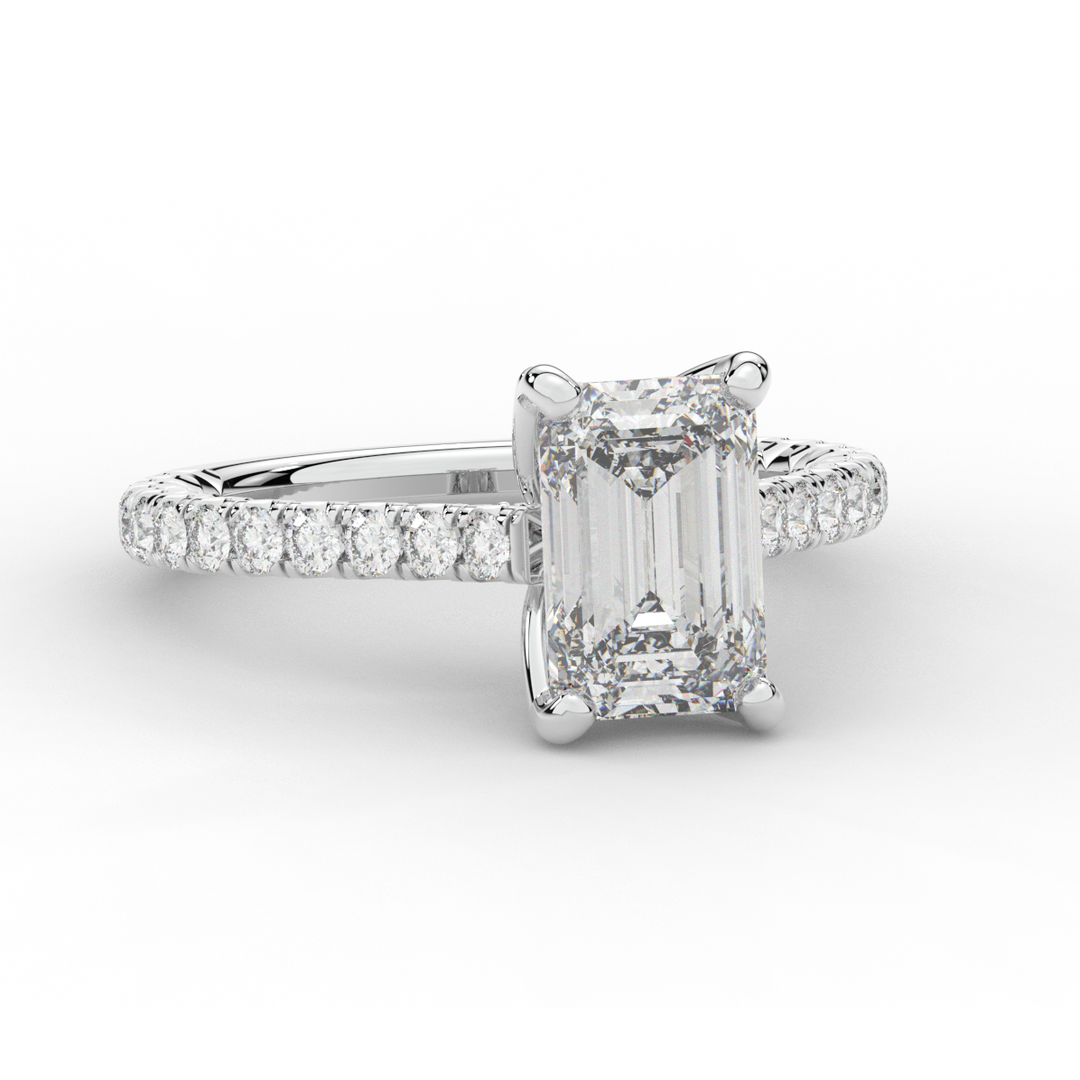 2.70CT.TW EMERALD CUT LAB DIAMOND SOLITAIRE ENGAGEMENT RING