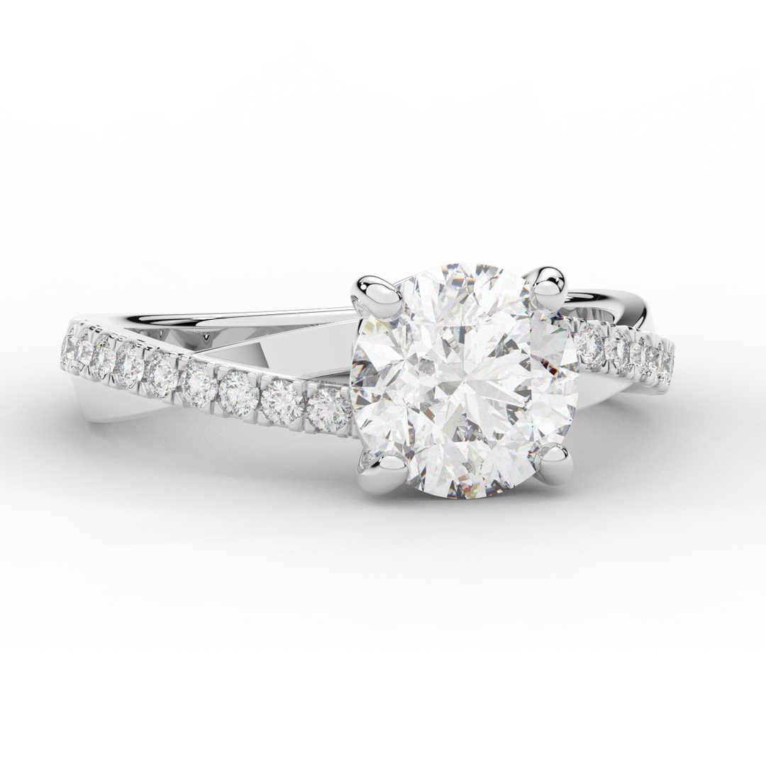 2.20CT.TW ROUND LAB DIAMOND TWISTBAND ENGAGEMENT RING