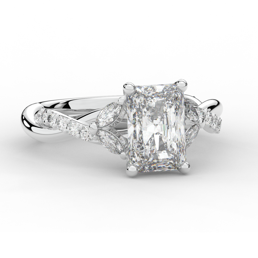 2.40CT.TW RADIANT LAB DIAMOND TWIST BAND ENGAGEMENT RING