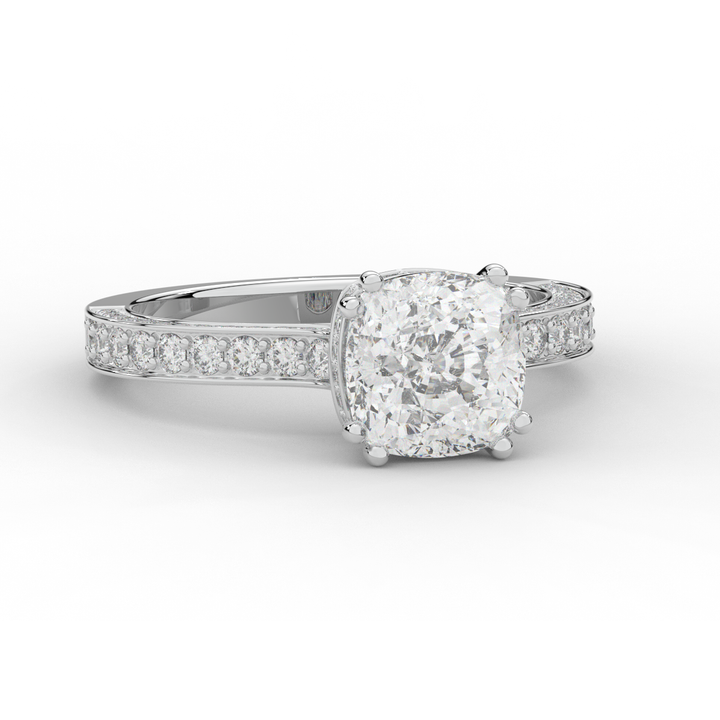 2.60CT.TW CUSHION LAB DIAMOND SOLITAIRE ENGAGEMENT RING