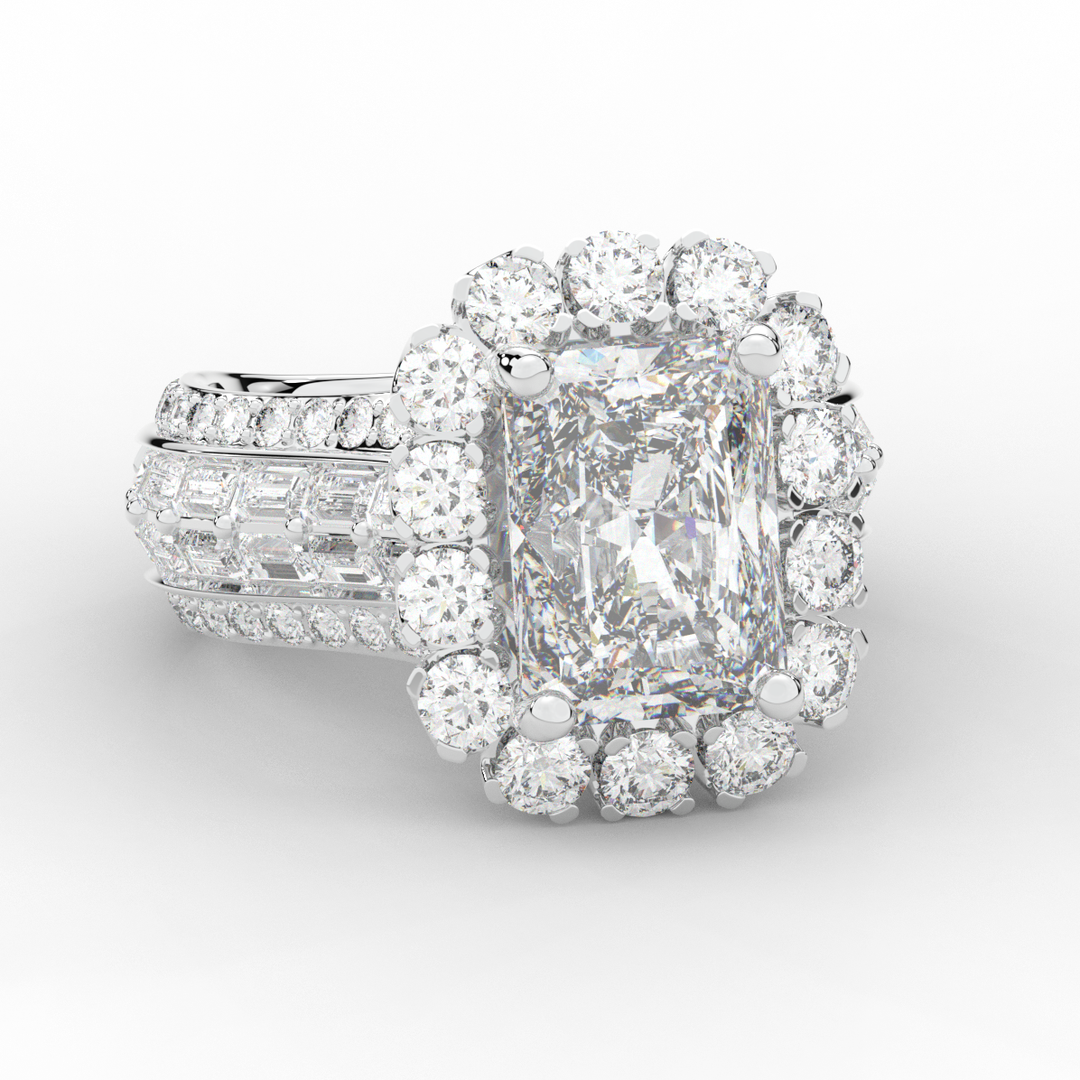 8.00CT.TW RADIANT LAB DIAMOND HALO ENGAGEMENT RING