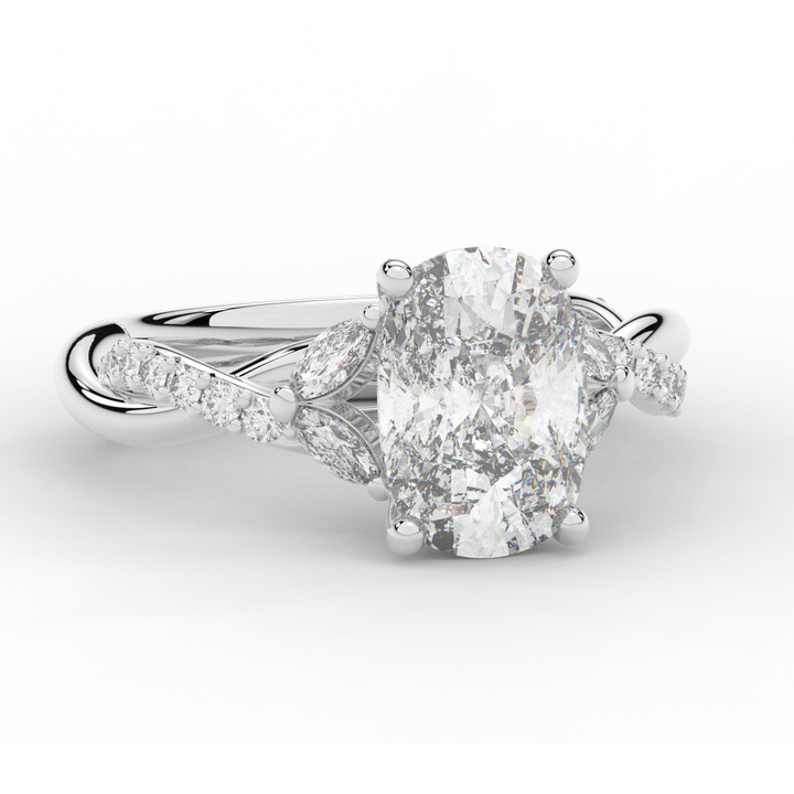 2.40CT.TW CUSHION LAB DIAMOND TWIST BAND ENGAGEMENT RING