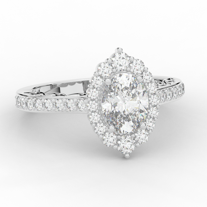 1.75CT.TW OVAL LAB DIAMOND HALO ENGAGEMENT RING