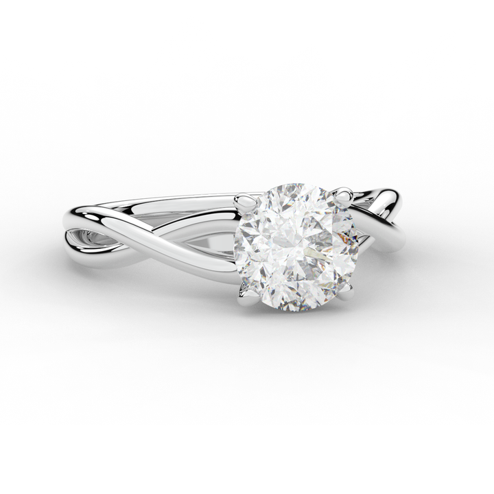 1.50CT ROUND LAB DIAMOND SOLITAIRE TWIST BAND ENGAGEMENT RING - Nazarelle