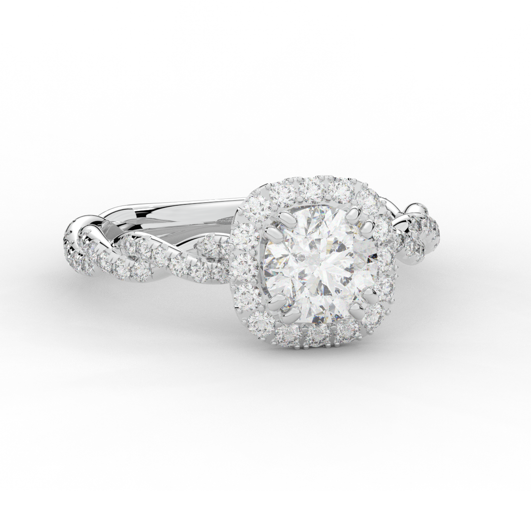 1.55CT.TW ROUND LAB DIAMOND HALO TWIST ENGAGEMENT RING