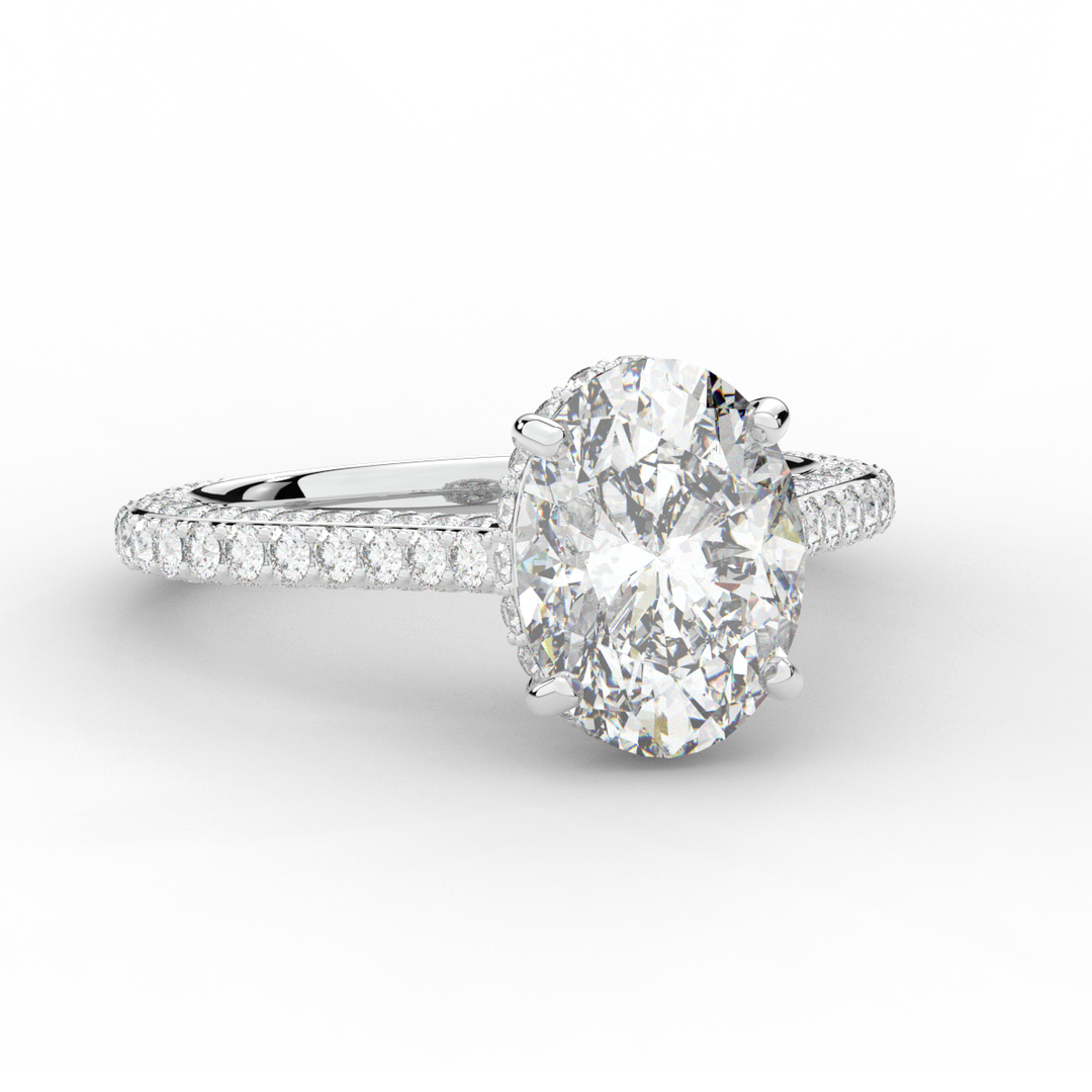 4.00CT.TW OVAL LAB DIAMOND UNDERHALO SOLITAIRE ENGAGEMENT RING