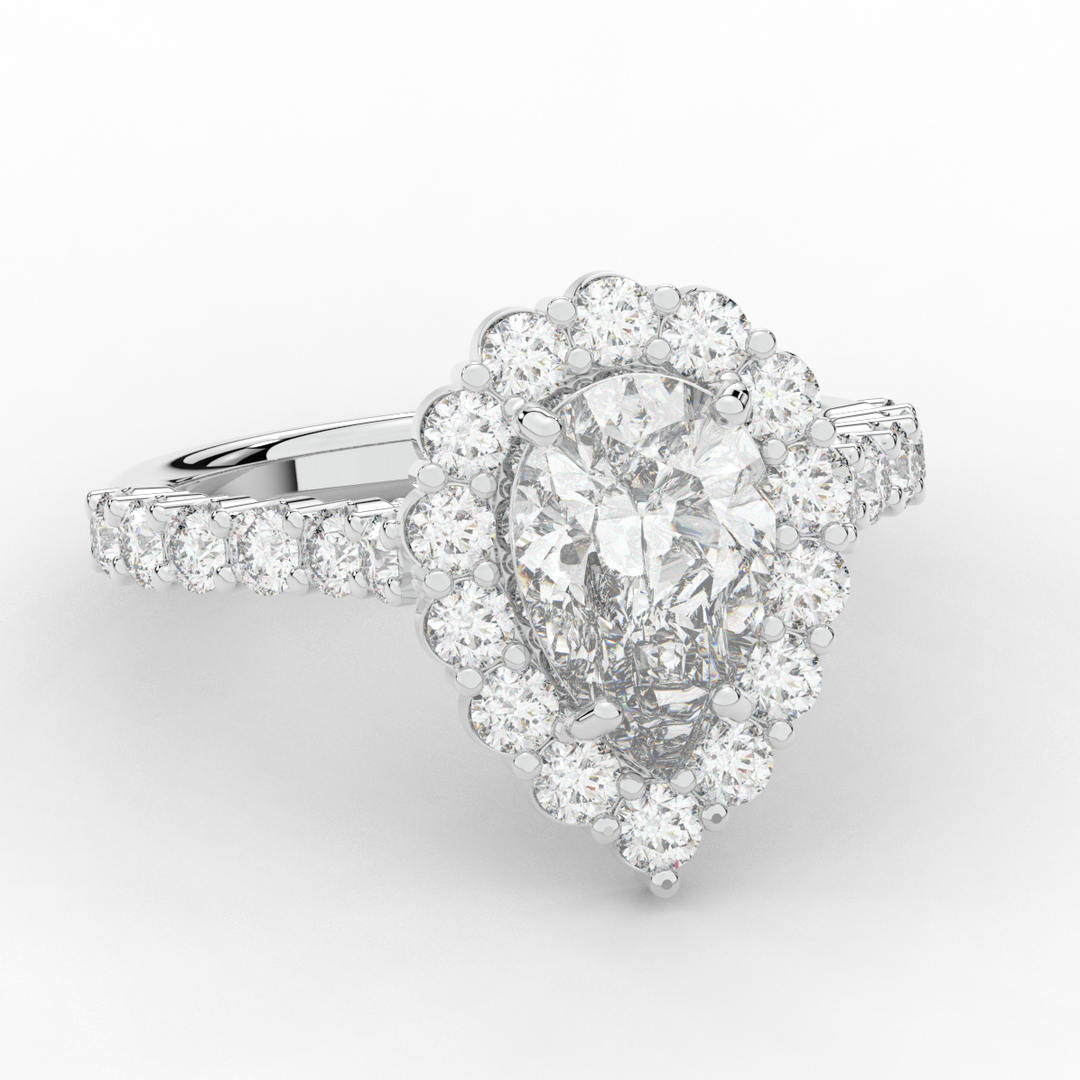 3.10CT.TW PEAR LAB DIAMOND HALO ENGAGEMENT RING