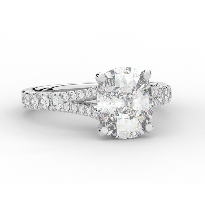 3.45CT.TW CUSHION LAB DIAMOND ENGAGEMENT RING