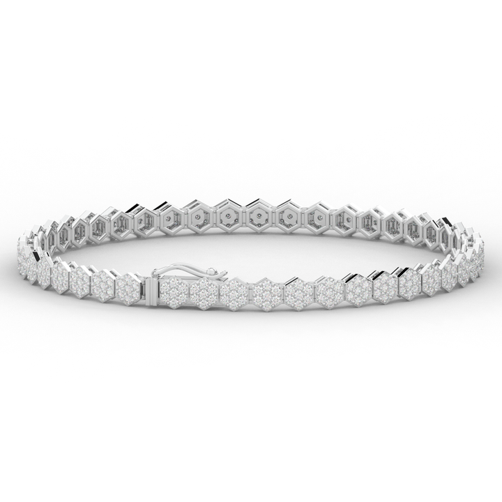 2.50CT.TW ROUND LAB DIAMOND CLUSTER TENNIS BRACELET - Nazarelle