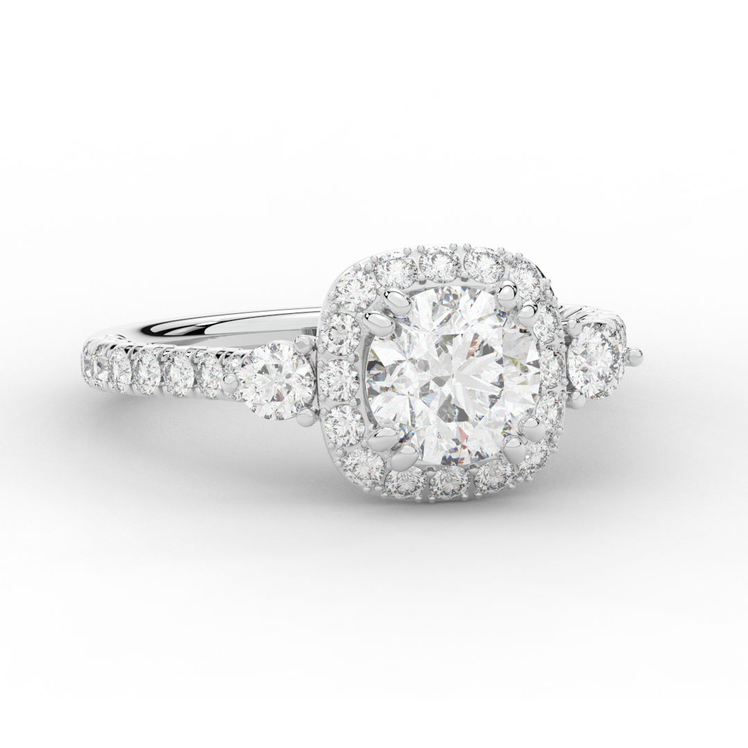 1.75CT.TW ROUND LAB DIAMOND HALO ENGAGEMENT RING