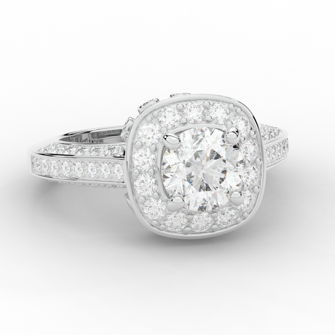 1.50CT.TW ROUND LAB DIAMOND HALO ENGAGEMENT RING