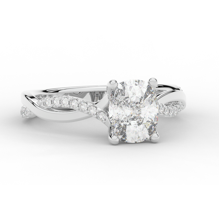 1.70CT.TW CUSHION LAB DIAMOND TWIST BAND ENGAGEMENT RING