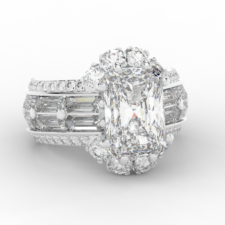 8.25CT.TW RADIANT LAB DIAMOND HALO ENGAGEMENT RING