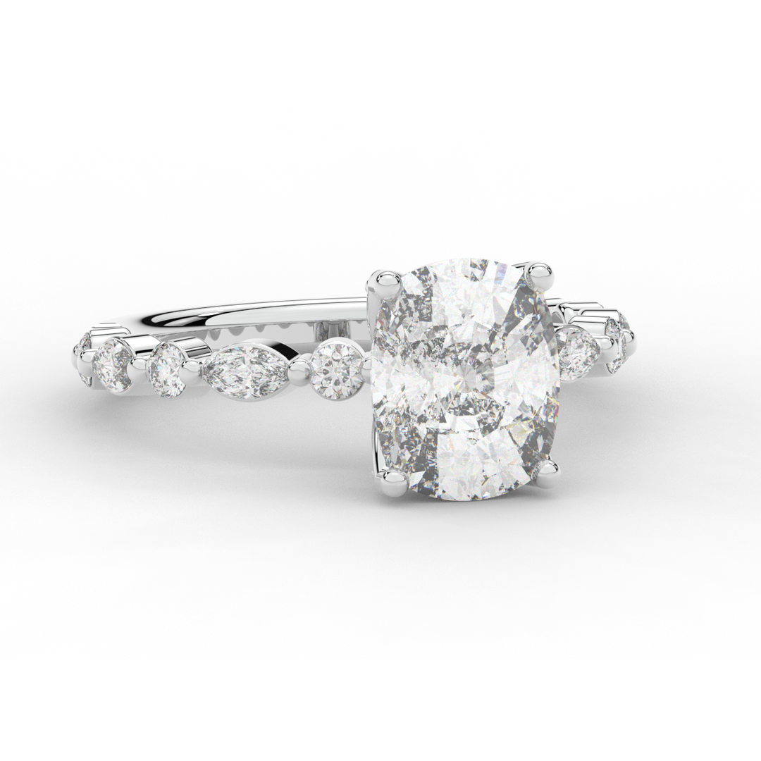 2.60CT.TW CUSHION LAB DIAMOND SOLITAIRE ENGAGEMENT RING