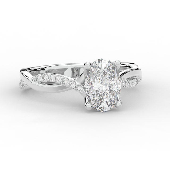 1.70CT.TW OVAL LAB DIAMOND TWIST BAND ENGAGEMENT RING