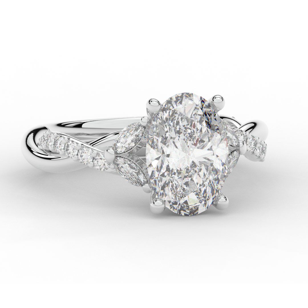 2.40CT.TW OVAL LAB DIAMOND TWIST ENGAGEMENT RING